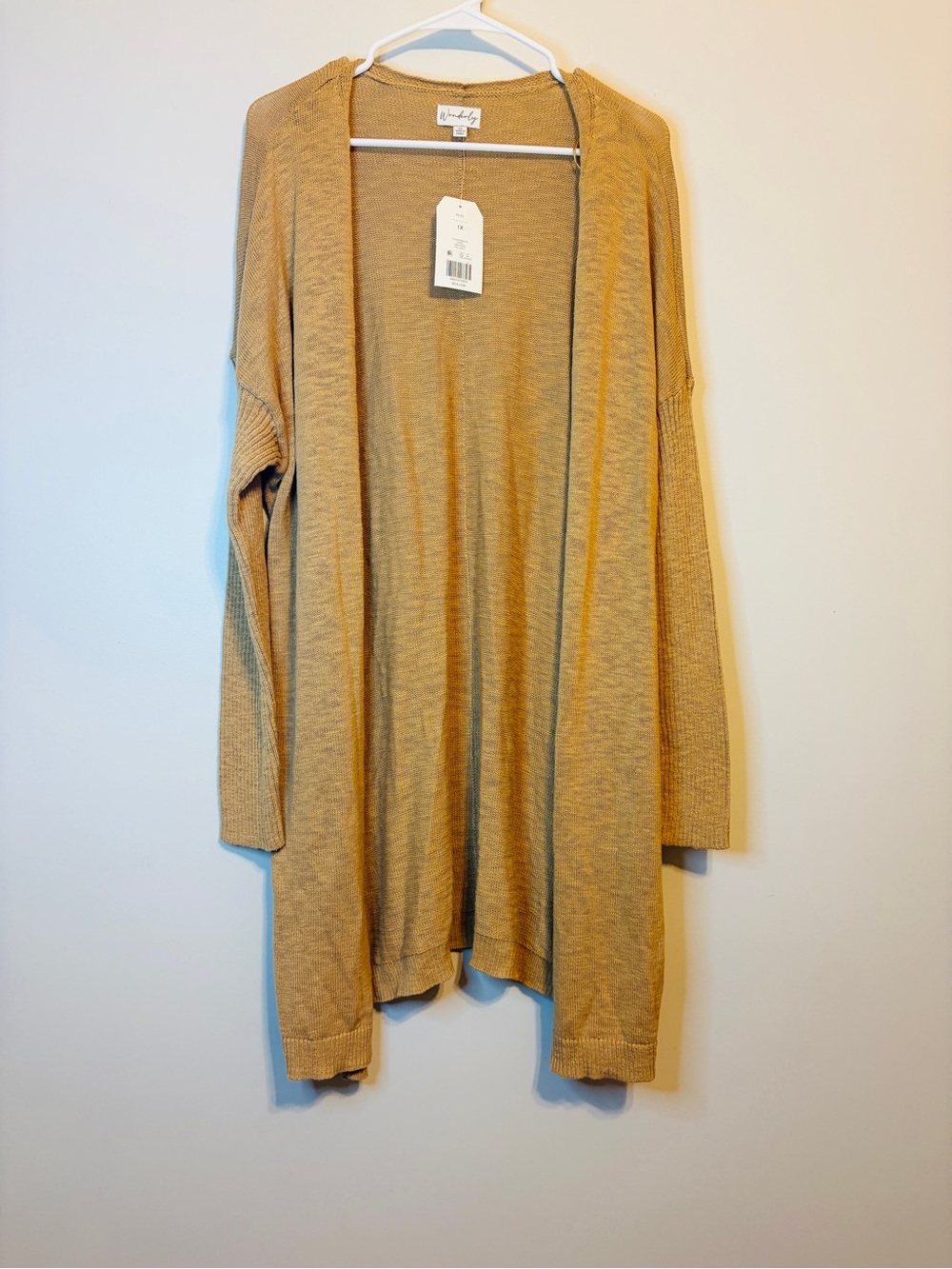 Waverly Camel Open-Front Long Cardigan Sweater